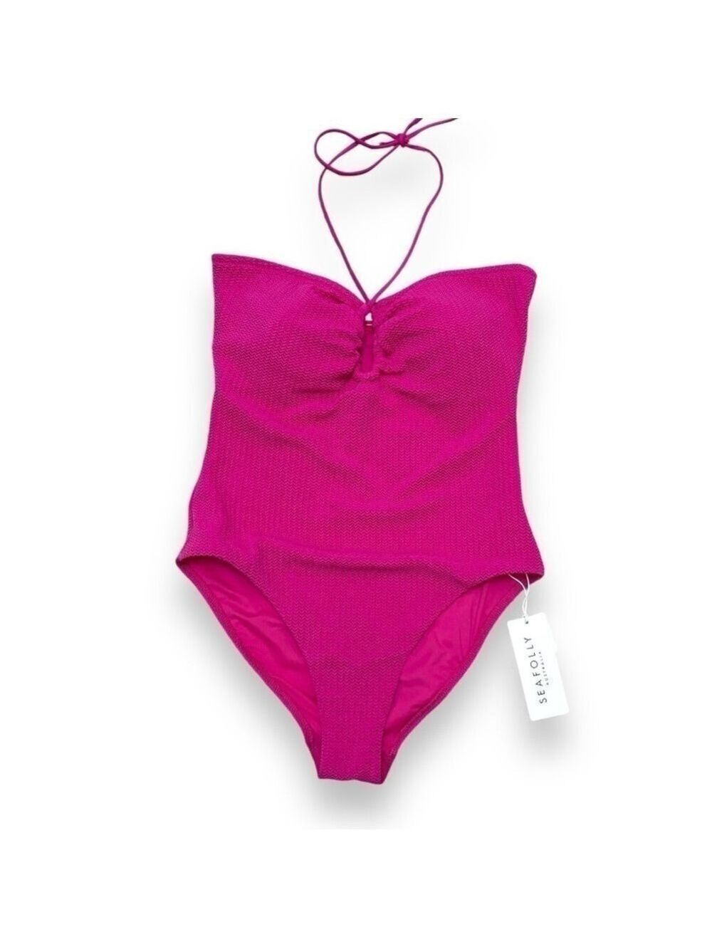 NWT Sea Folly Fuchsia Rose Pink Sea Dive Bandeau One Piece Swimsuit Size 10 (US)